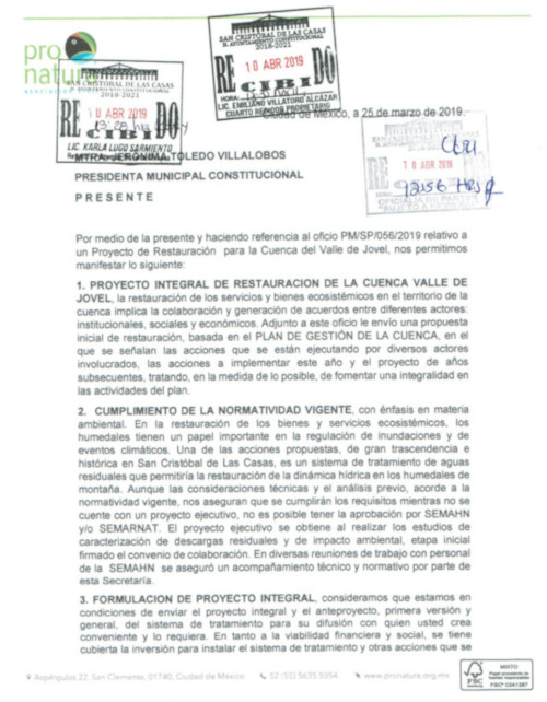 Carta de Pronatura
