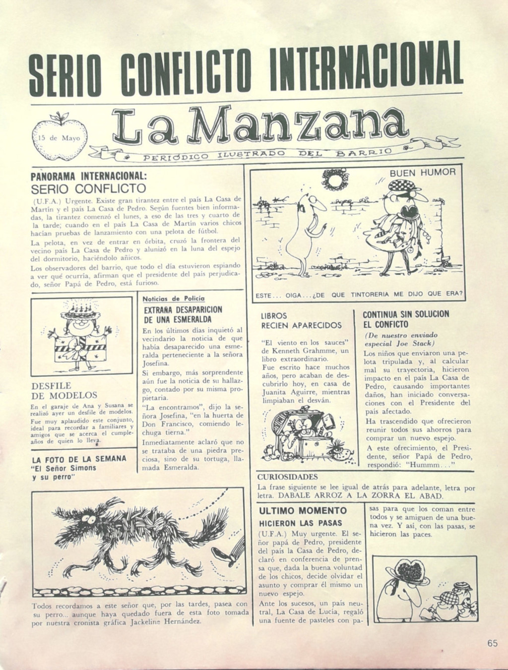 Página de periódico infantil ilustrado